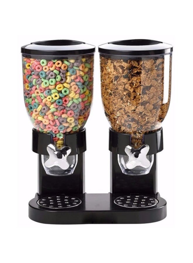 Dual Cereal & Dry Food Dispenser 3.5L, Countertop Storage Organizer with Portion Control, Freshness Seal, Black/Clear - Image 1